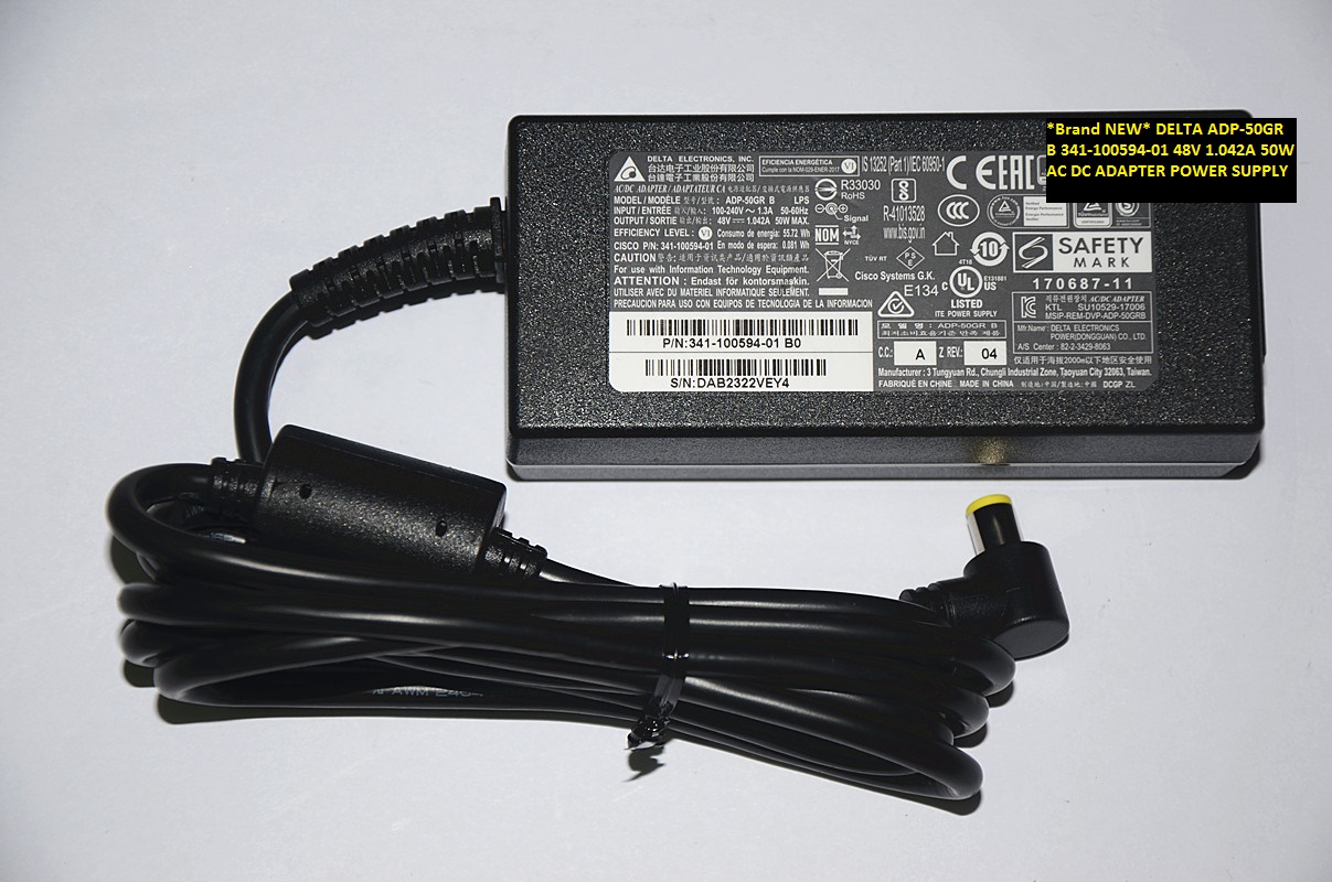 *Brand NEW*48V 1.042A 50W DELTA 341-100594-01 ADP-50GR B AC DC ADAPTER POWER SUPPLY - Click Image to Close